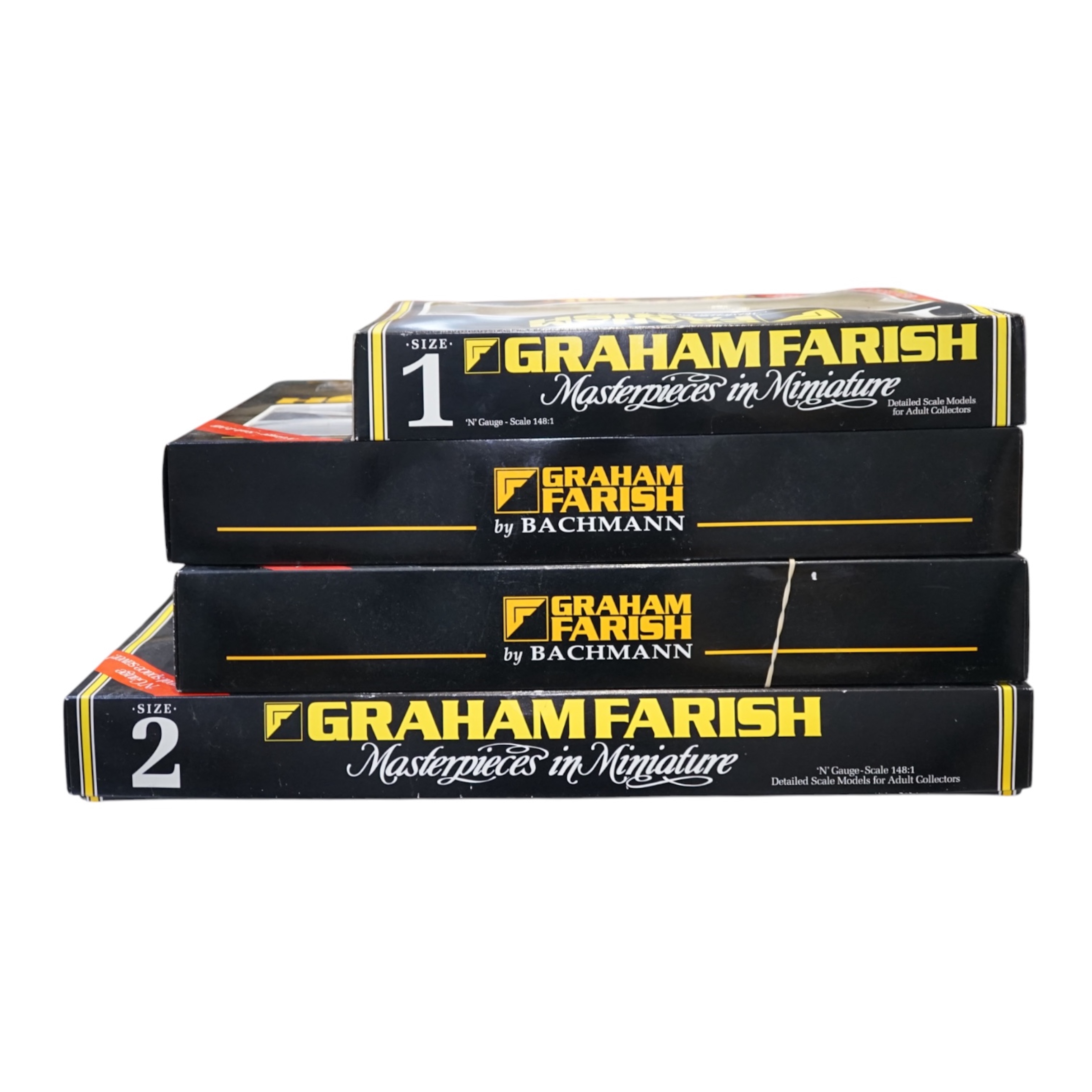 Four boxed Graham Farish N gauge railway train sets; a Royal Mail set, comprising a Class 47 diesel locomotive and three coaches (370-125), together with a Queen Elizabeth Golden Jubilee set comprising a Coronation Class